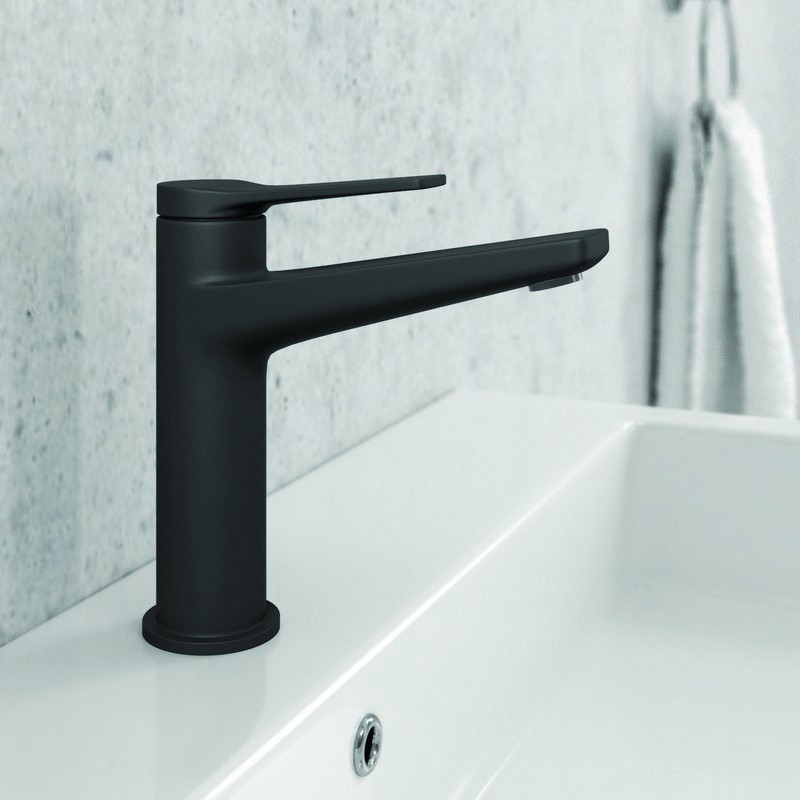 Miscelatore lavabo finitura nera opaca design moderno | KAM-KANDA NERO kamalu - 1