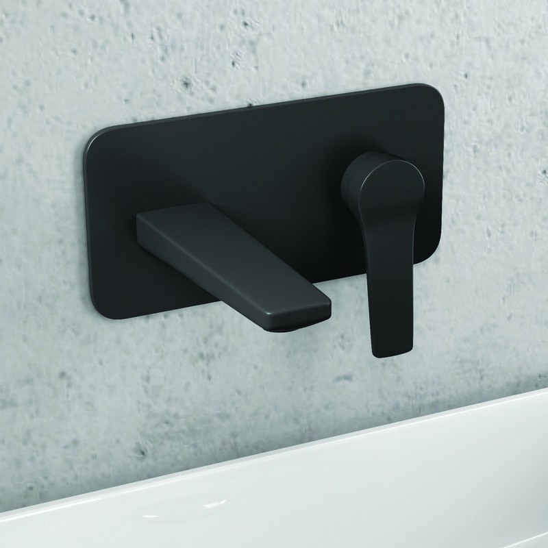Miscelatore lavabo a muro finitura nera | Nico-260L kamalu - 1