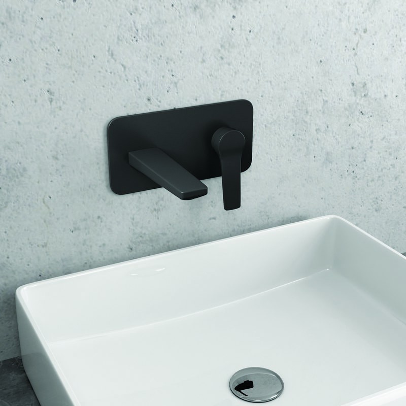 Miscelatore lavabo a muro finitura nera | Nico-260L kamalu - 2