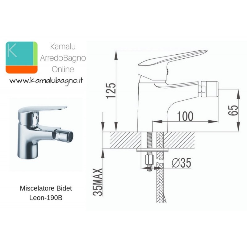 Rubinetto bidet in ottone modello Leon-190B kamalu - 2