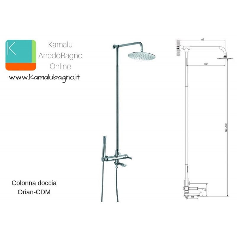 Colonna doccia con miscelatore e flessibile modello Orian-CDM kamalu - 4