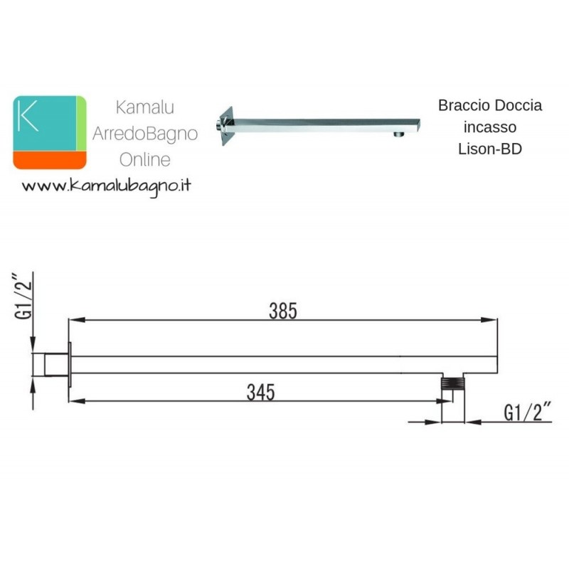 Braccio doccia a parete 35cm modello Lison-BD kamalu - 2