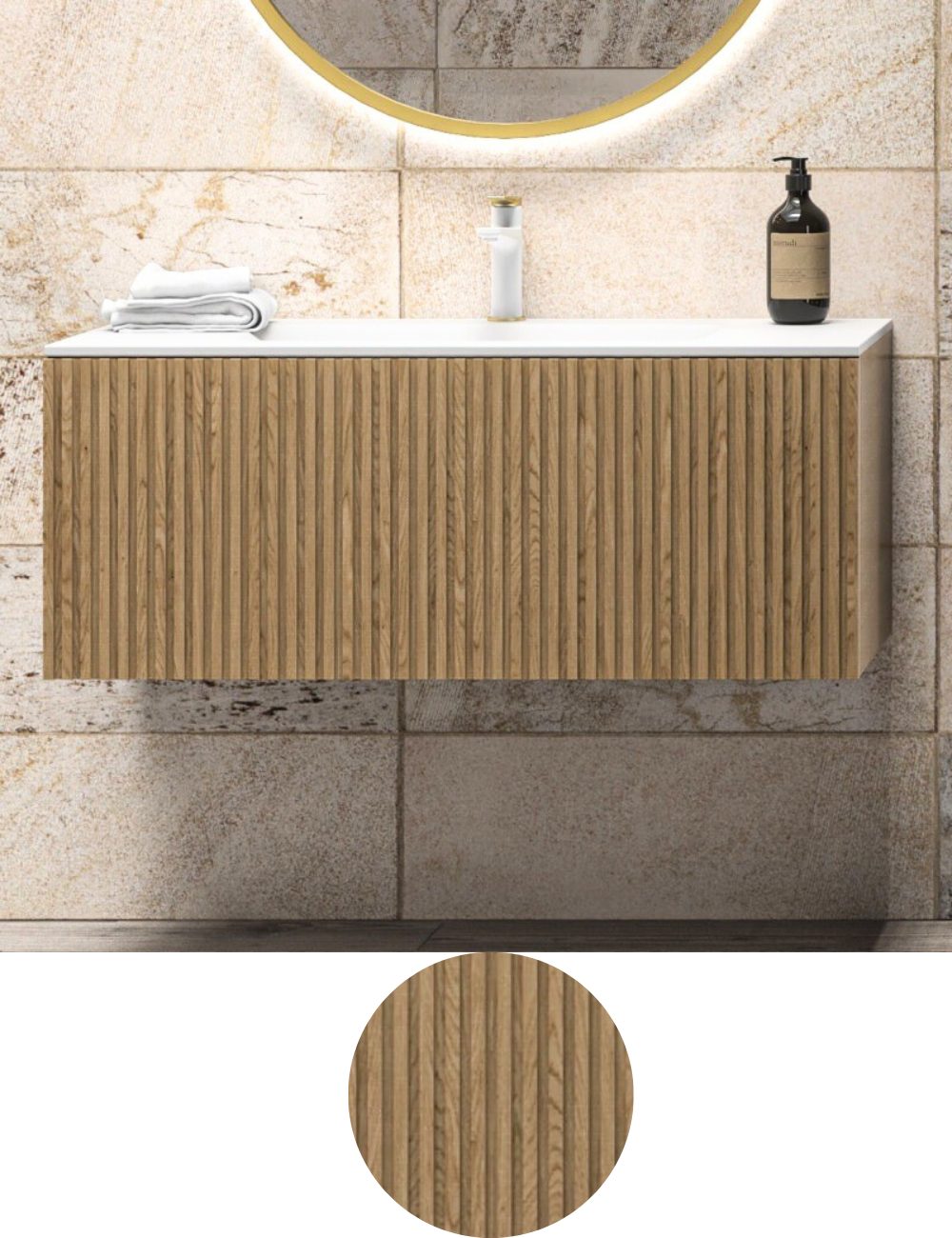 Mobili bagno colore Rovere Chiaro Cannettato KDS