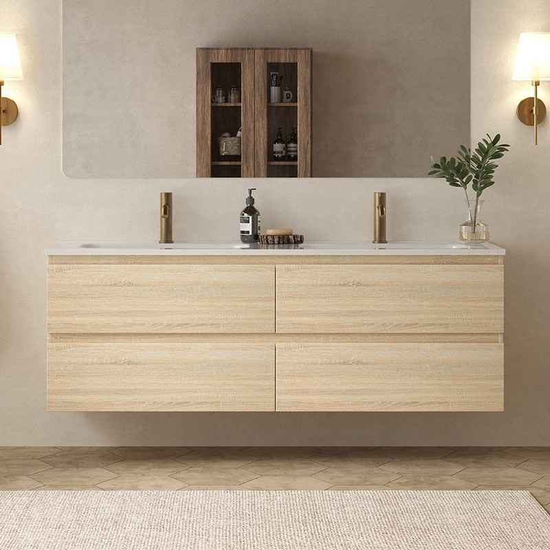 Mobile bagno 140 cm legno chiara pronta consegna Kamalu